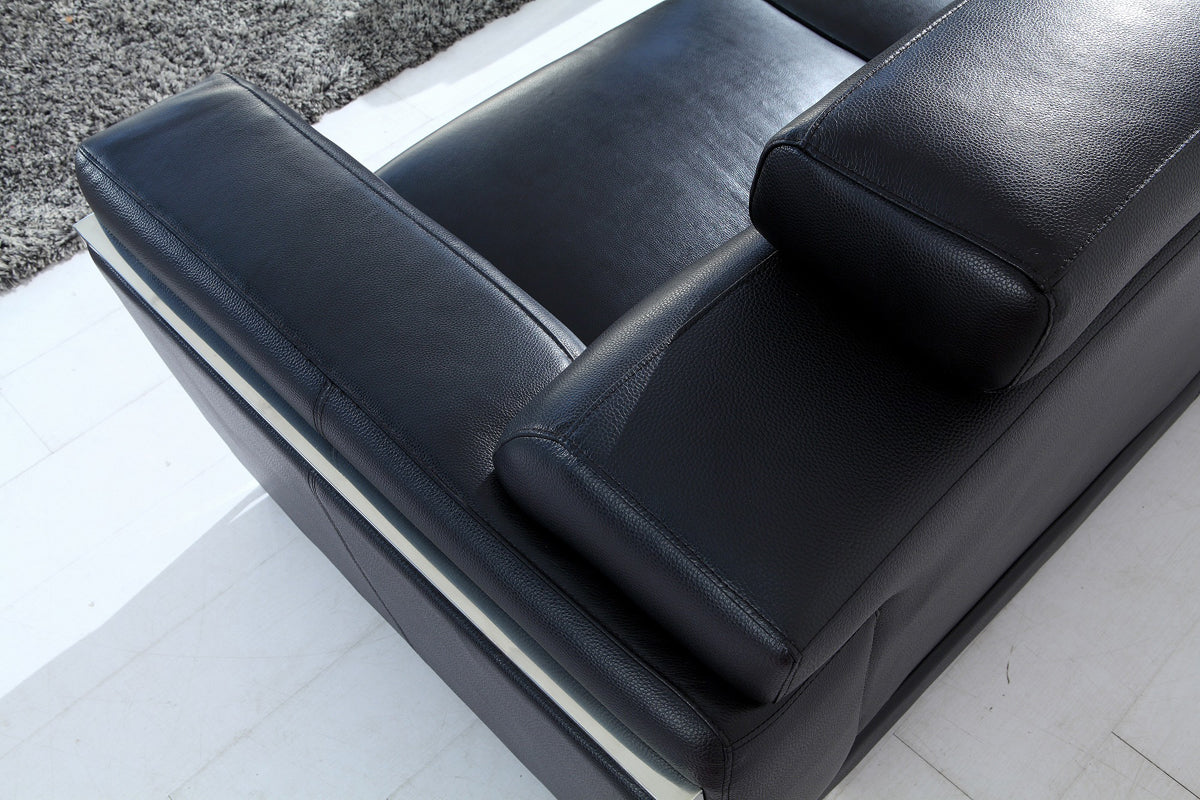 Divani Casa Huron Modern Black Leather Sofa