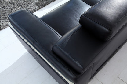 Divani Casa Huron Modern Black Leather Sofa