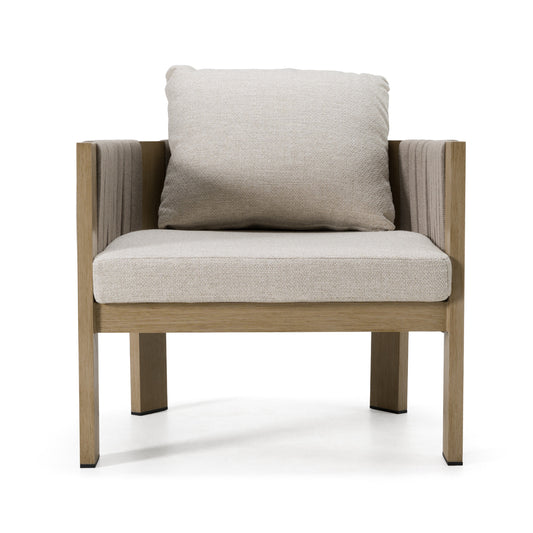 Renava Salvora - Outdoor Beige Fabric & Grey Rope Chair