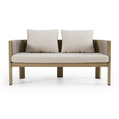 Renava Salvora - Outdoor Beige Fabric & Grey Rope Loveseat