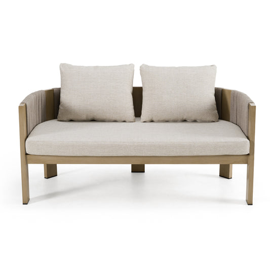 Renava Salvora - Outdoor Beige Fabric & Grey Rope Loveseat