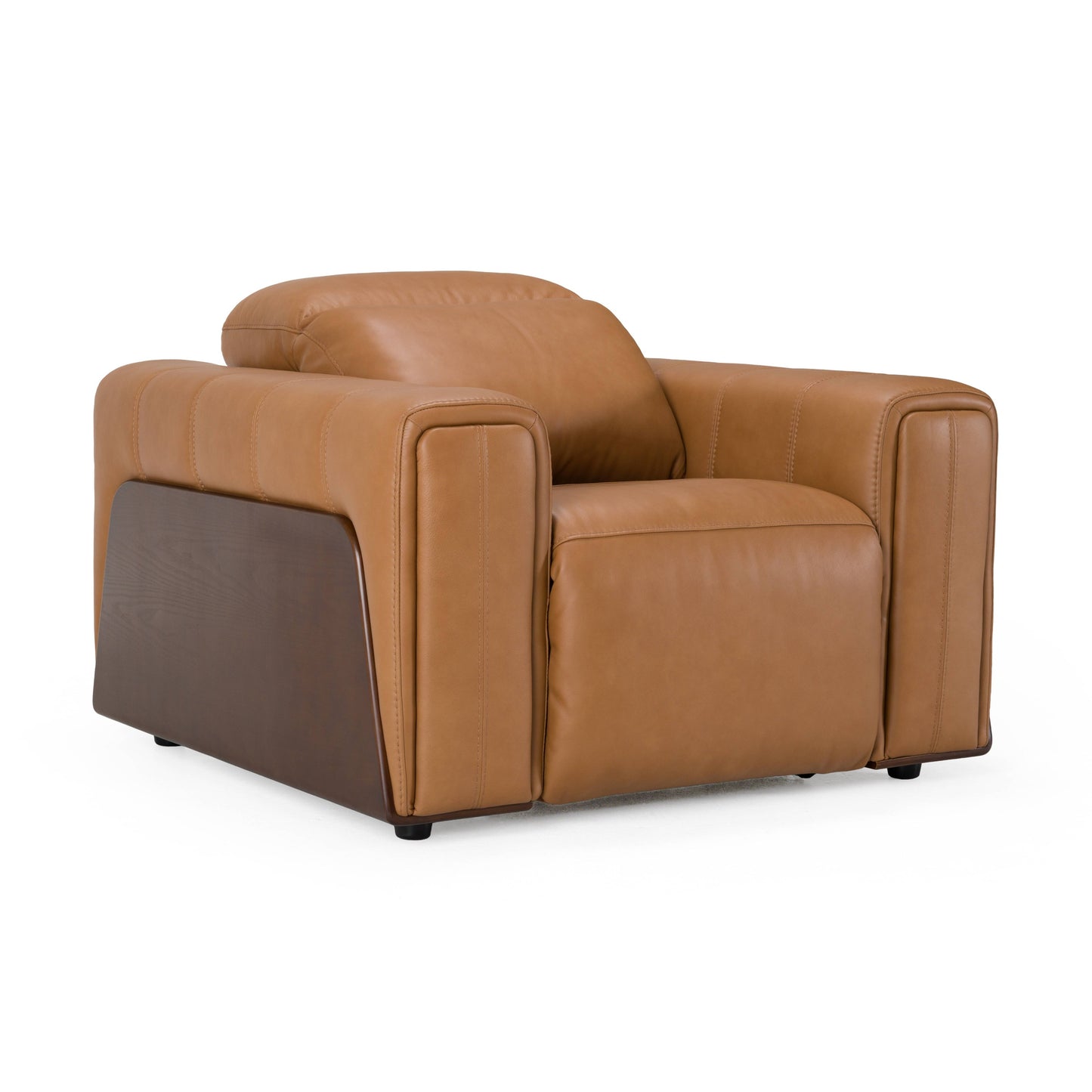 Divani Casa Sandstone - Modern Brown Leather Sofa Set w/ Electric Recliners