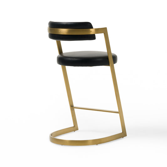 Modrest Shandra - Black Pleather + Gold Counter Stool