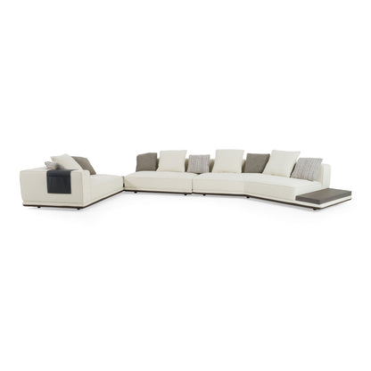 Lamod Siret - Modern Ivory Fabric Modular Sectional W/ Coffee Table