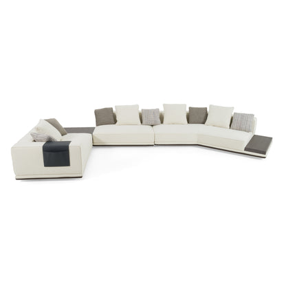 Lamod Siret - Modern Ivory Fabric Modular Sectional W/ Coffee Table