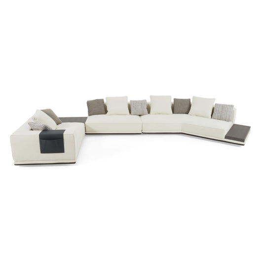 Lamod Siret - Modern Ivory Fabric Modular Sectional W/ Coffee Table