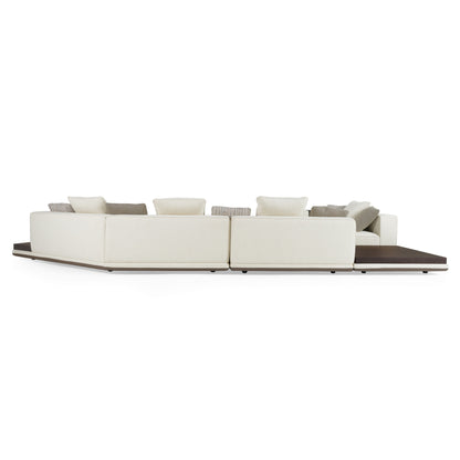 Lamod Siret - Modern Ivory Fabric Modular Sectional W/ Coffee Table
