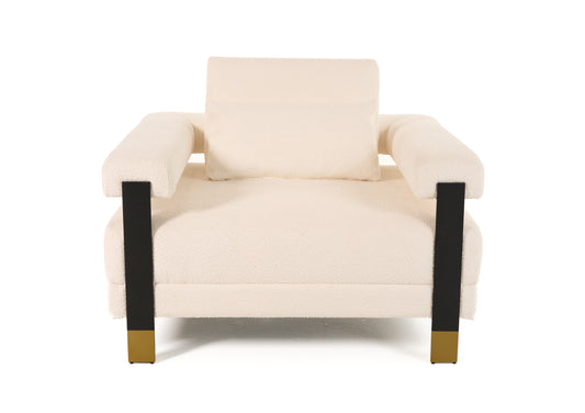 Divani Casa Stratford - Modern Off-White Fabric Accent Chair