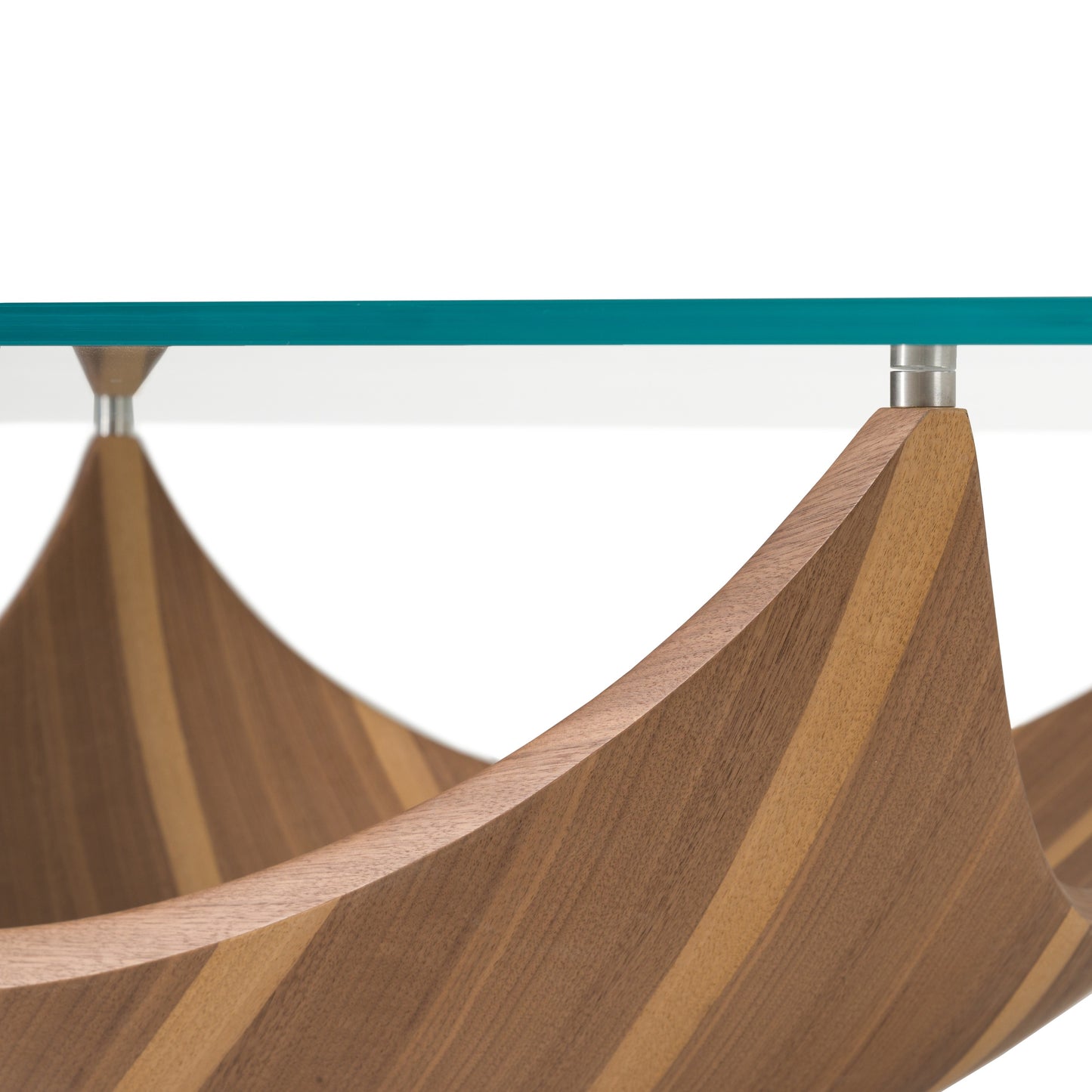 Modrest Sunrise - Contemporary Glass + Walnut Square Coffee Table