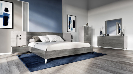 Nova Domus Bronx Italian Modern Faux Concrete & Grey Bedroom Set
