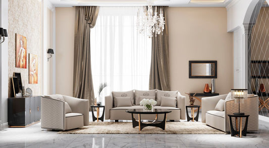 A&X Talin Modern Beige Fabric Sofa Set