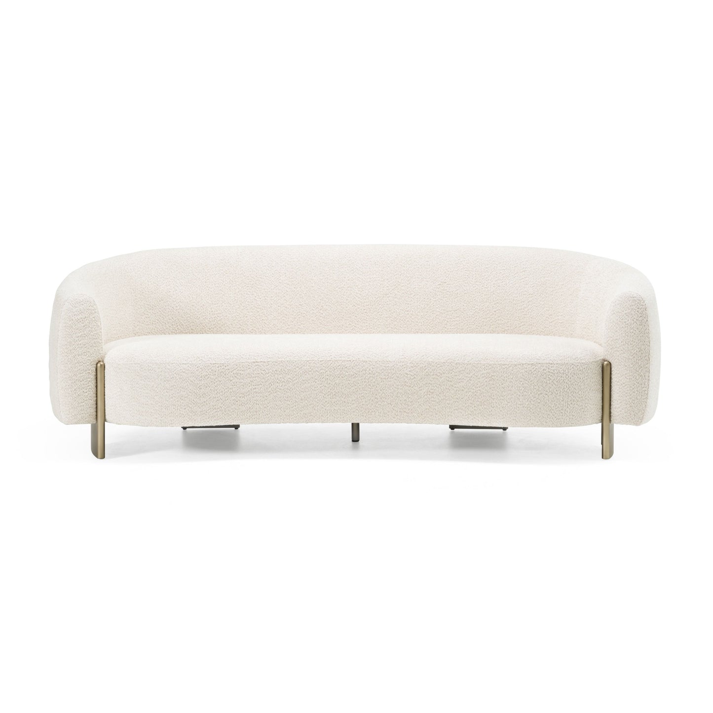 Divani Casa Thrive - Modern Beige Fabric + Antique Brass Sofa