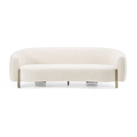 Divani Casa Thrive - Modern Beige Fabric + Antique Brass Sofa
