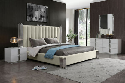 Modrest Token - Modern White + Stainless Steel Bedroom Set