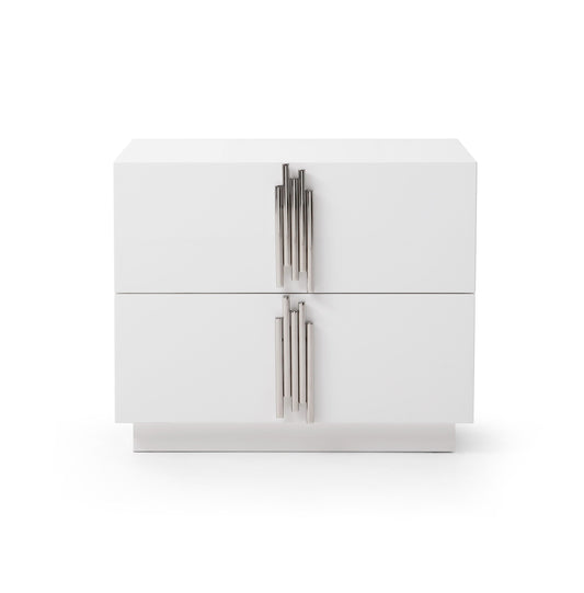 Modrest Token - Modern White + Stainless Steel Bed + Nightstands