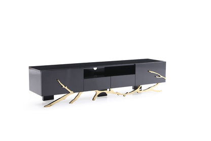Modrest Legend Modern Black & Champagne Gold 87" TV Stand