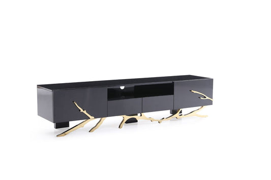 Modrest Legend Modern Black & Champagne Gold 87" TV Stand