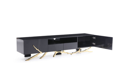 Modrest Legend Modern Black & Champagne Gold 87" TV Stand