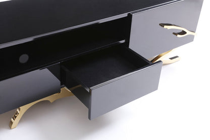 Modrest Legend Modern Black & Champagne Gold 87" TV Stand