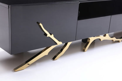Modrest Legend Modern Black & Champagne Gold 87" TV Stand