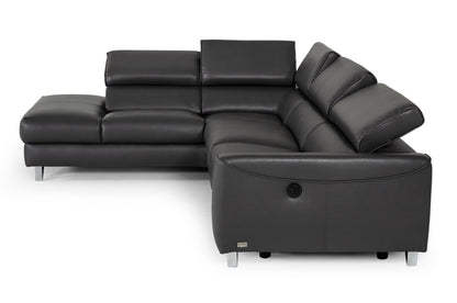 Divani Casa Versa - Modern Grey Teco Leather LAF Chaise Sectional with Recliner