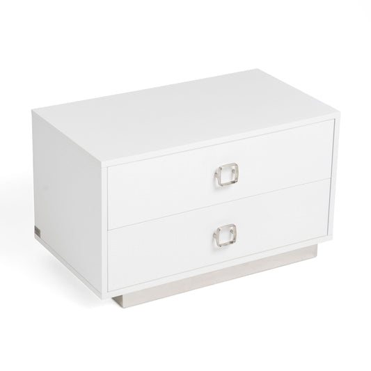 A&X Victoria Modern White Crocodile Nightstand