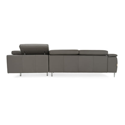 Lamod Italia Viola - Italian Contemporary Grey Leather Right Facing Sectional Sofa