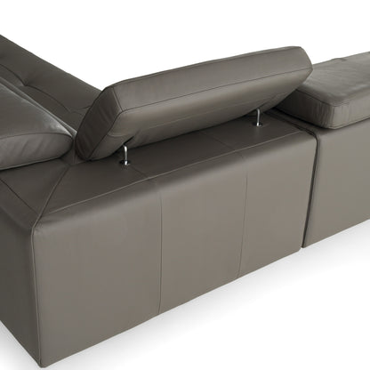 Lamod Italia Viola - Italian Contemporary Grey Leather Right Facing Sectional Sofa