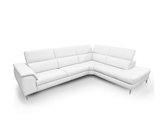 Lamod Italia Viola - Italian Contemporary White Leather Right Facing Sectional Sofa