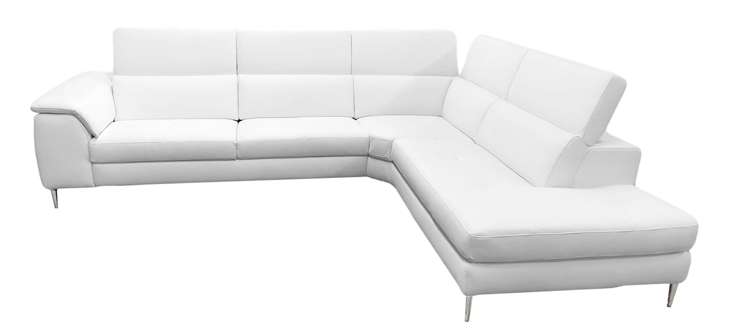 Lamod Italia Viola - Italian Contemporary White Leather Right Facing Sectional Sofa