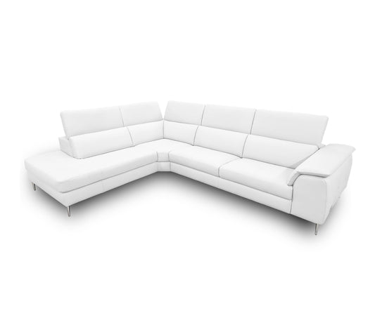Lamod Italia Viola - Italian Contemporary White Leather Left Facing Sectional Sofa