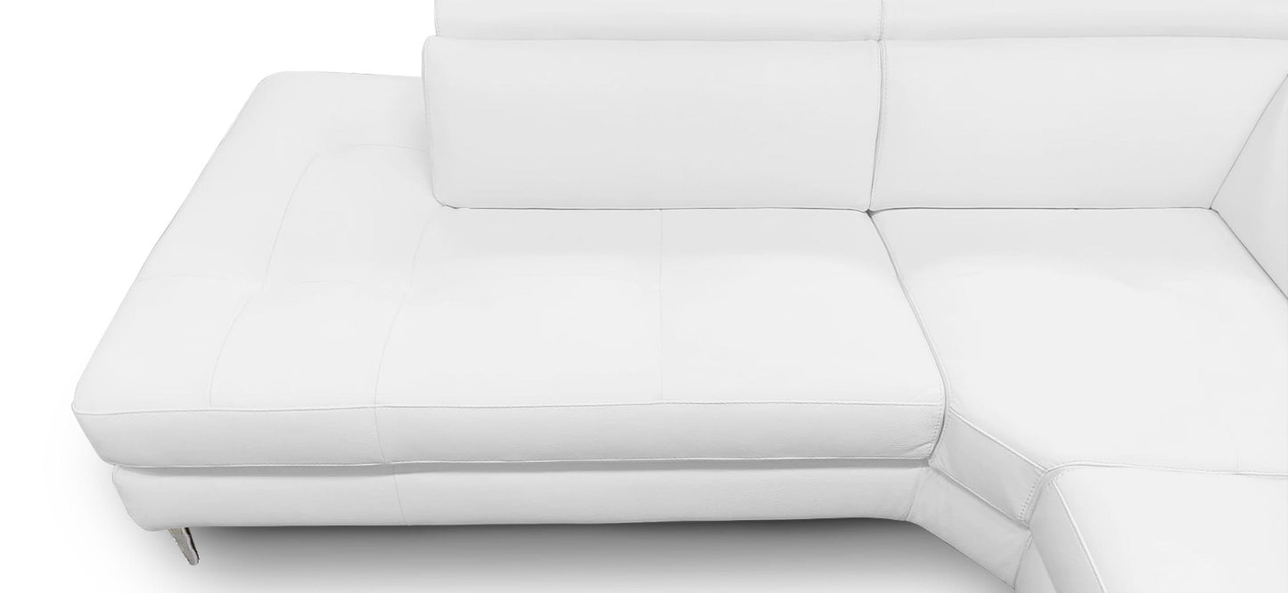 Lamod Italia Viola - Italian Contemporary White Leather Left Facing Sectional Sofa