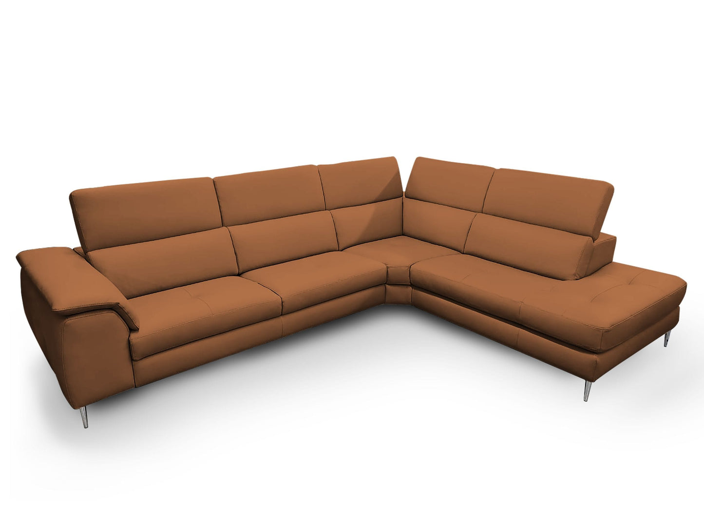 Lamod Italia Viola - Italian Contemporary Cognac Leather Right Facing Sectional Sofa