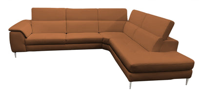 Lamod Italia Viola - Italian Contemporary Cognac Leather Right Facing Sectional Sofa