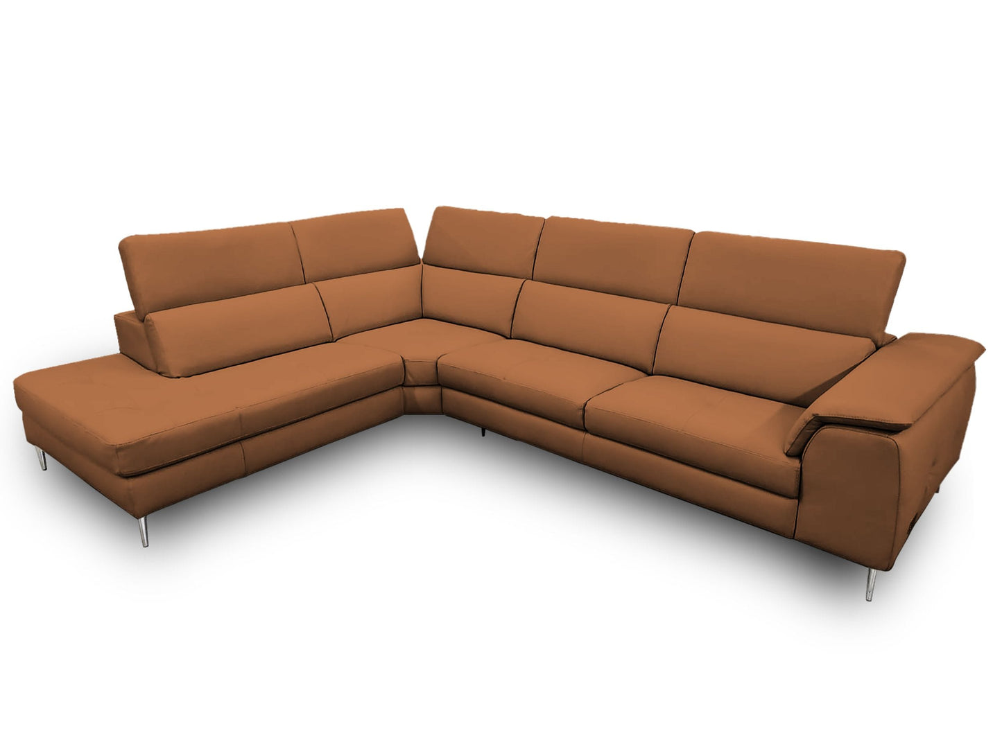 Lamod Italia Viola - Italian Contemporary Cognac Leather Left Facing Sectional Sofa