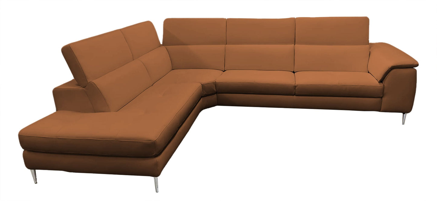 Lamod Italia Viola - Italian Contemporary Cognac Leather Left Facing Sectional Sofa