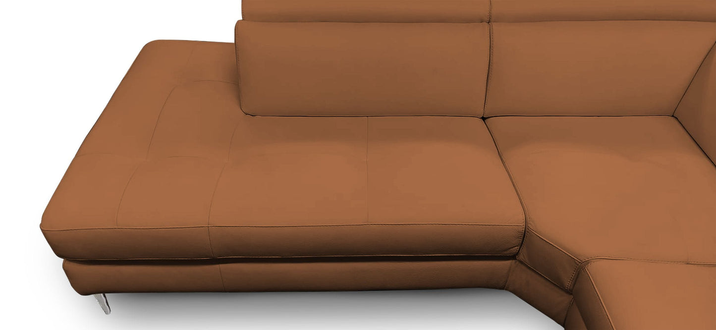 Lamod Italia Viola - Italian Contemporary Cognac Leather Left Facing Sectional Sofa