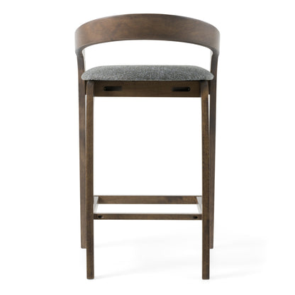 Modrest Vougler - Modern Grey Fabric + Wenge Counter Chair (Set of 2)