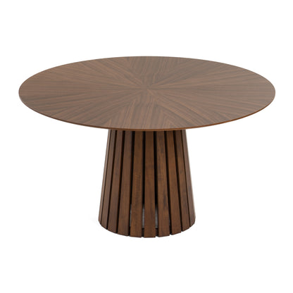 Modrest Weiss - Mid-Century Modern Walnut Round Dining Table + 6 Chair Set