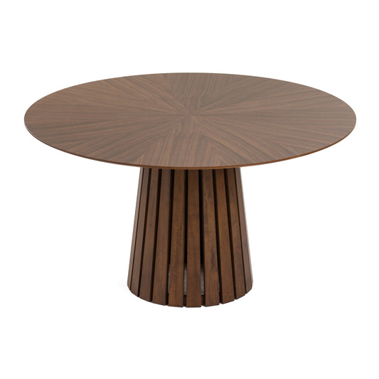 Modrest Weiss - Mid-Century Modern Walnut Round Dining Table + 6 Chair Set