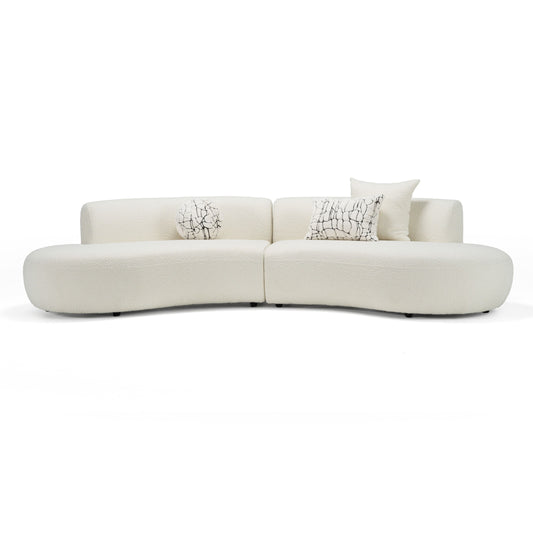 Divani Casa Weldon - Modern Cream Fabric Curved Sectional