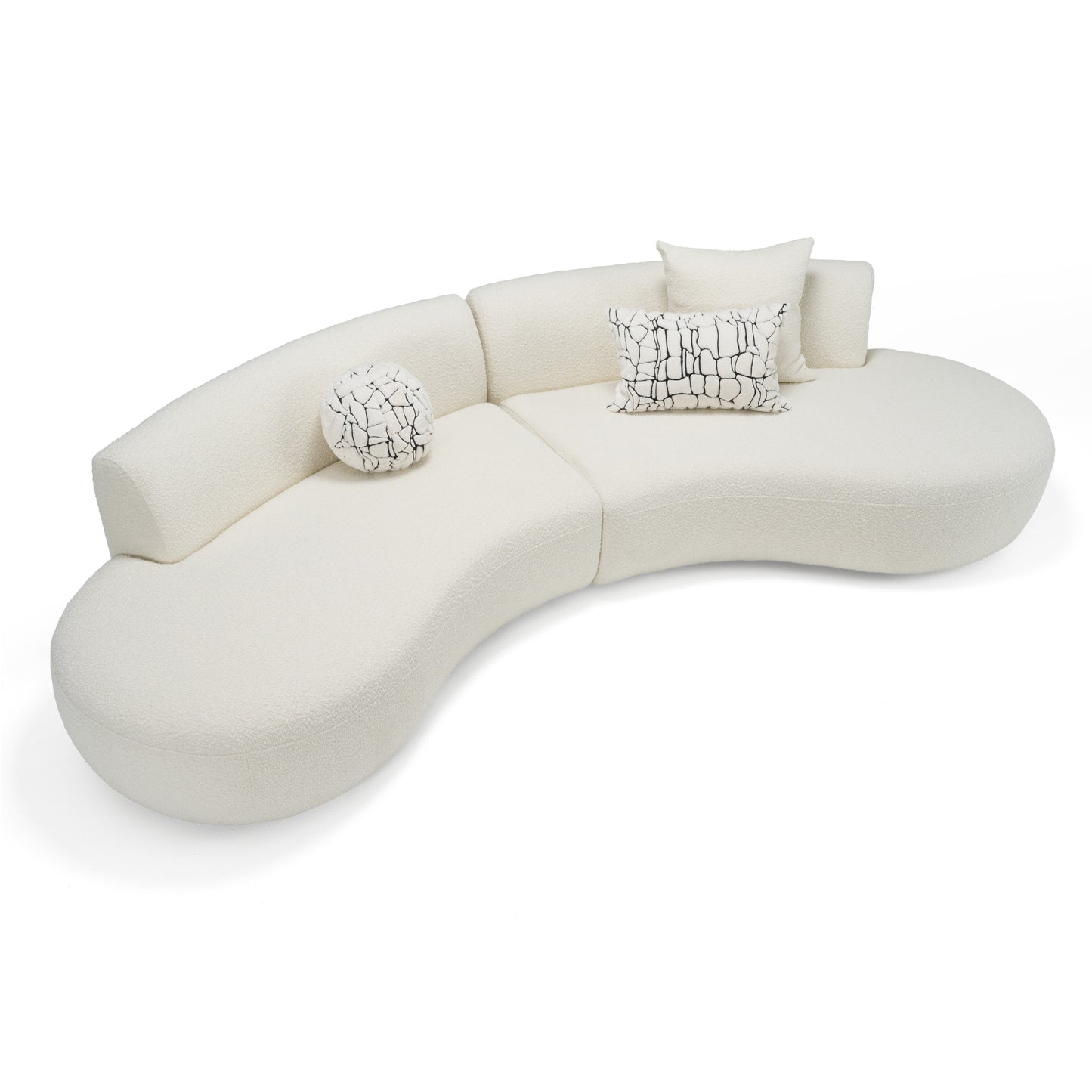 Divani Casa Weldon - Modern Cream Fabric Curved Sectional