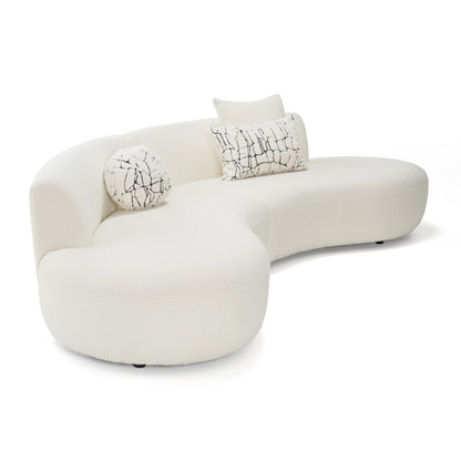 Divani Casa Weldon - Modern Cream Fabric Curved Sectional