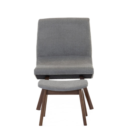 Modrest Whitney Modern Grey & Walnut Accent Chair & Ottoman
