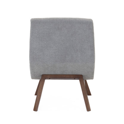 Modrest Whitney Modern Grey & Walnut Accent Chair & Ottoman