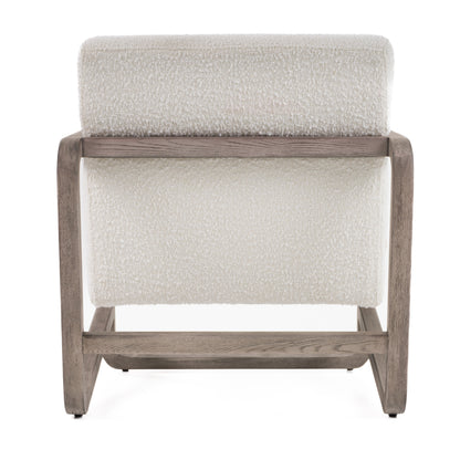 Modrest Wilber - Modern Off-White Fabric + Grey Wood Accent Chair
