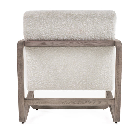 Modrest Wilber - Modern Off-White Fabric + Grey Wood Accent Chair