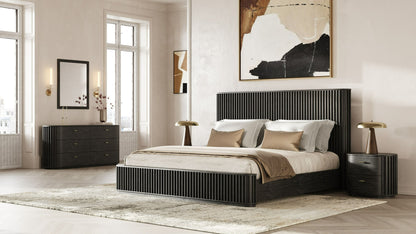 Modrest Fields - Modern Black Acacia Bedroom Set