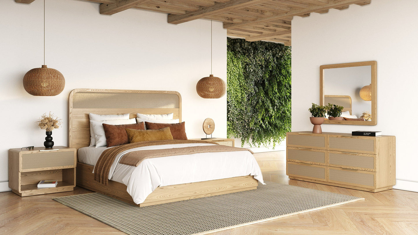 Modrest Gavin - Modern Natural Ash + Rattan Bedroom Set