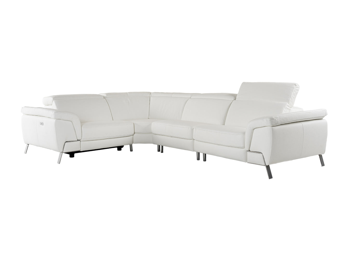 Lamod Italia Mini Wonder - Italian Modern White Leather Sectional Sofa with Recliners
